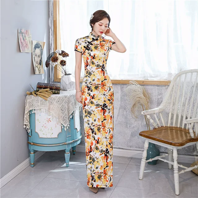 Sexy Vintage Qipao Long Ladies Dresses Chinese Style Maxi Dress Women Vestidos Bodycon Cheongsam Elegant Summer Woman Clothing 6