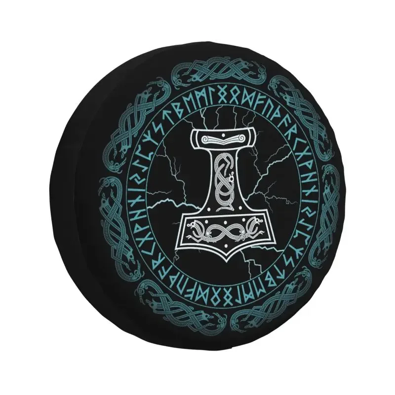 

Mjolnir Hammer Of Thor Runes Spare Tire Cover for Grand Cherokee Jeep RV SUV Trailer Viking Car Wheel Protector Covers