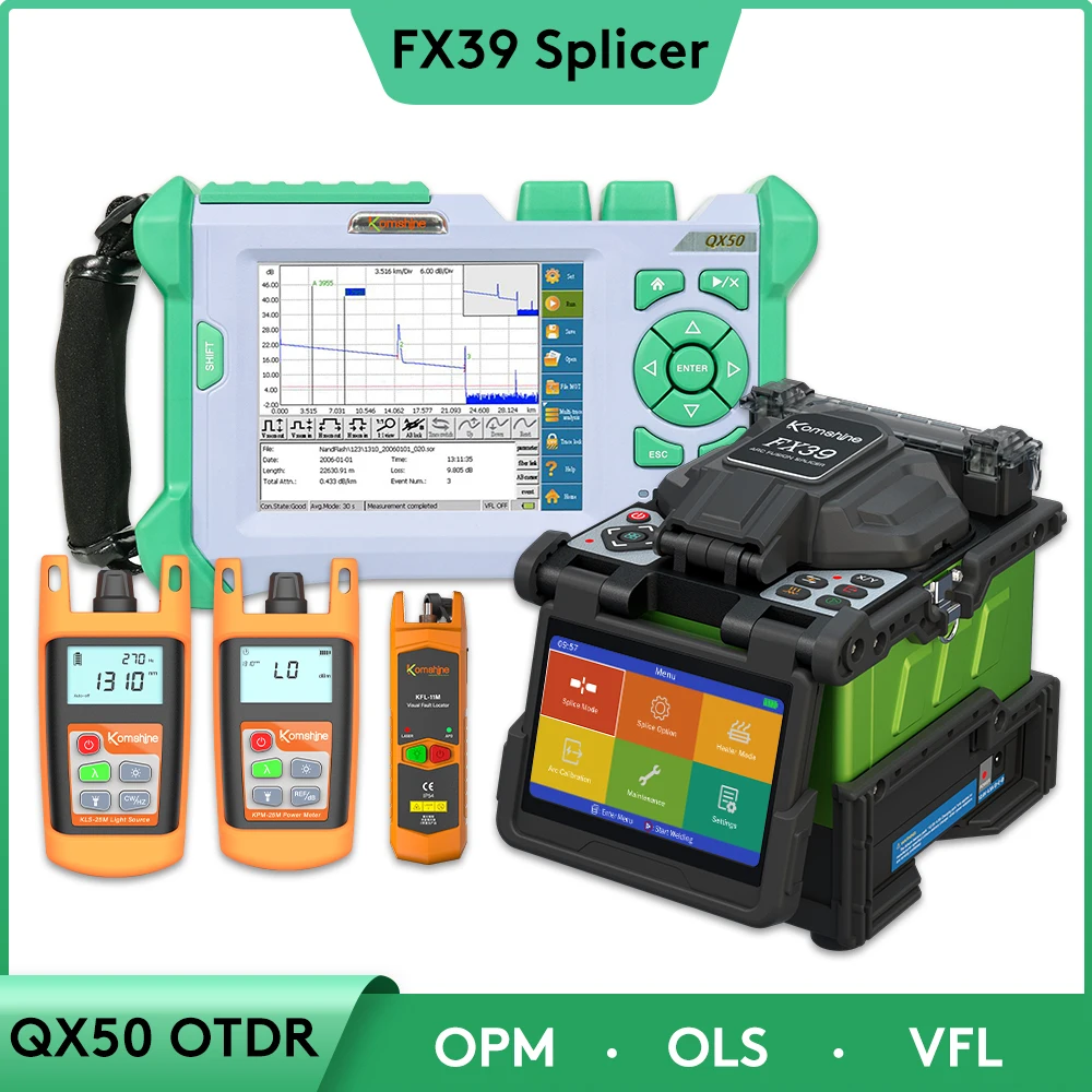 multi mode fusion splicer with touch screen FX39 Optical Fiber Fusion Splicer 6 Motors 6S Splicing  Single-mode OTDR QX50 1310 1550nm 32/30dB with OPM OLS VFL Fiber Cleaver