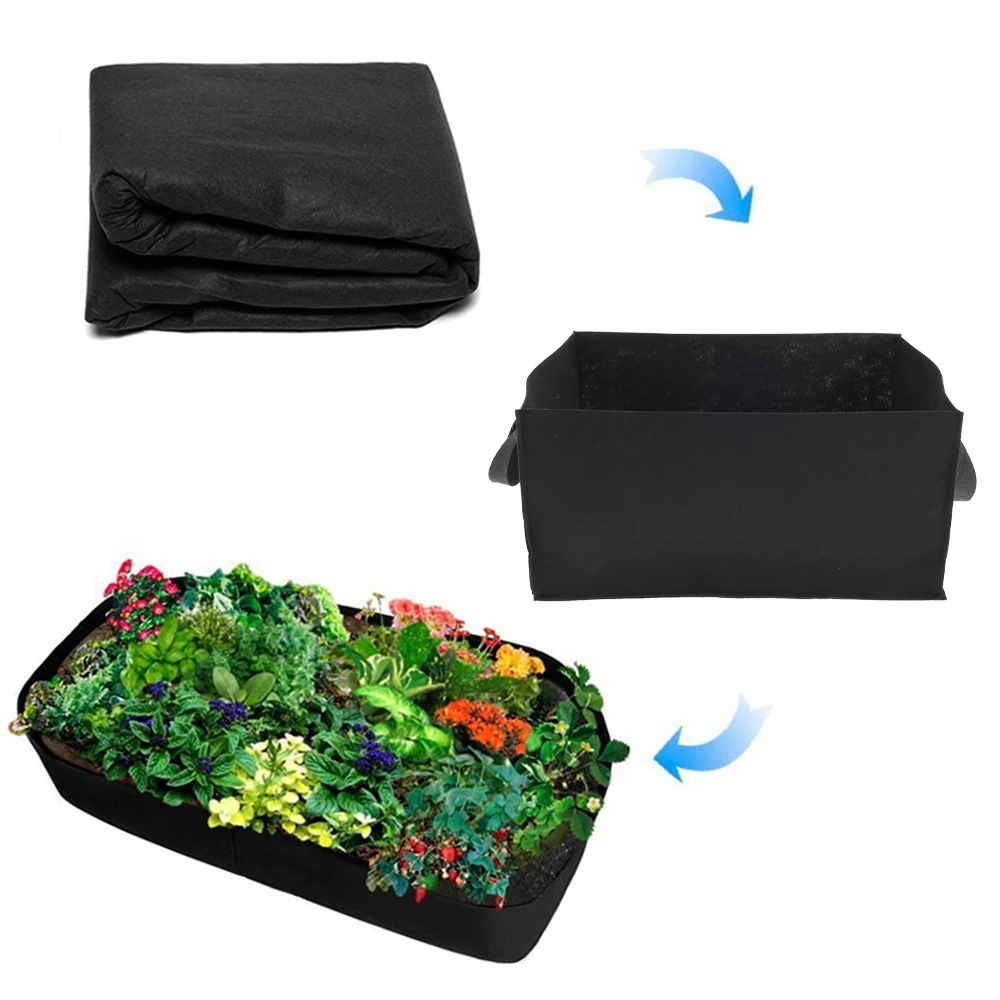 2Pcs Garden Planting Bag Rectangle Non-woven Grow Bags with Gloves Vegetable Planter Container Storage Pot Gardening Accessories