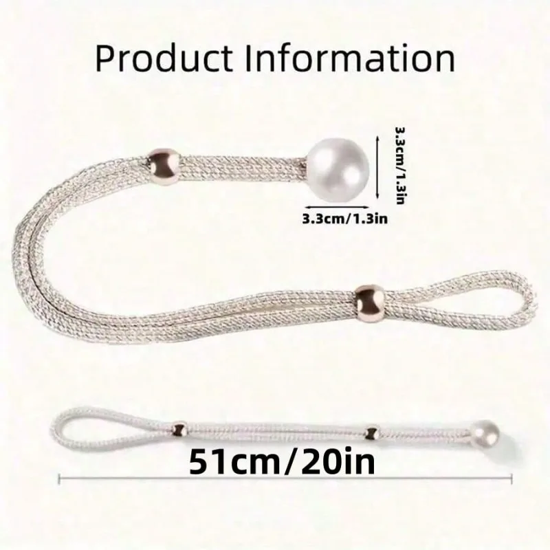 2-Pack Pearl Accent Curtain Tiebacks - 20-inch Faux Pearl & Rope Drapery Holdbacks for Sheer Voile Curtains,Elegant Window Decor
