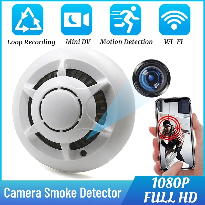 Hidden Camera Smoke Detector Spy Camera 180 Days Standby Mini HD 1080P