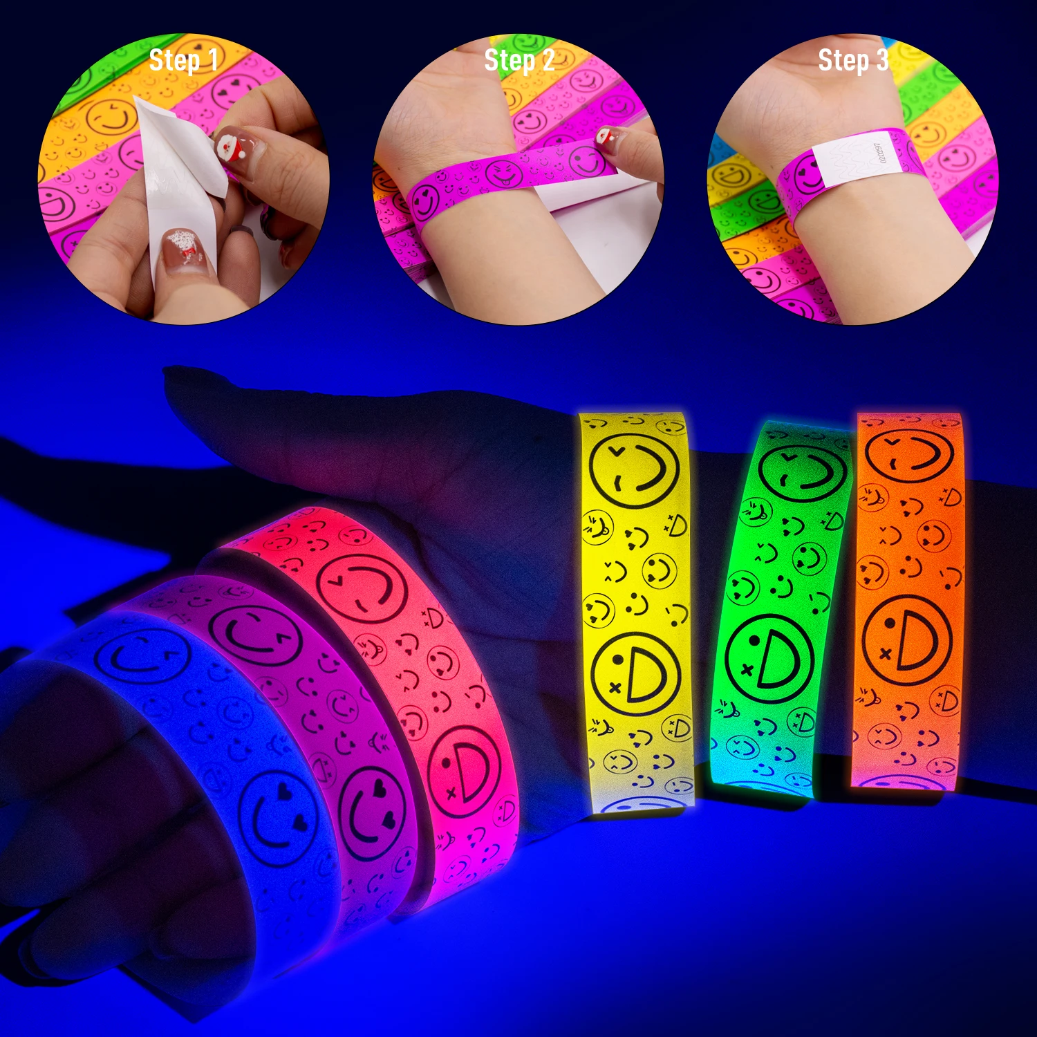 1000Pcs Synthetic Tyvek Paper Wristbands reflective wristband for Events Bulk Variety Neon Waterproof Bands Adhesive Armbands for Festivals 18 Colors