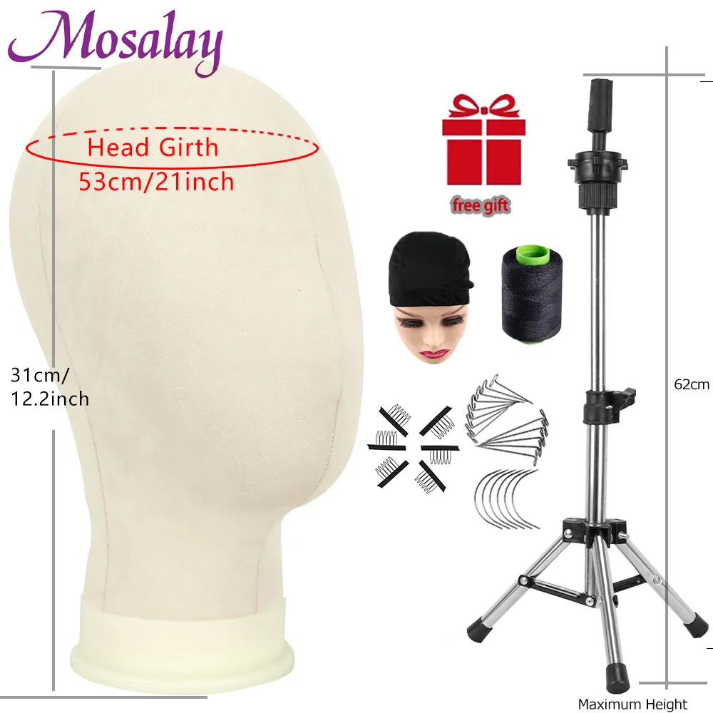 Mannequin Head For Wigs With Stand Tripod Holder Trainining Canvas Block  Manikin Head Making Hat Display Styling With Free Gift