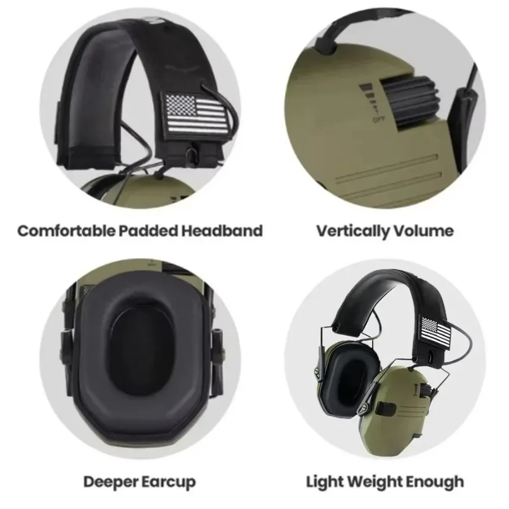 New Tactical Headphones Electronic Hearing Protection Foldable Headphones Active Noise Cancellation Hunting Earmuffs Bag wireless headphones electronic earmuffs tactical headset noise cancelling headphones