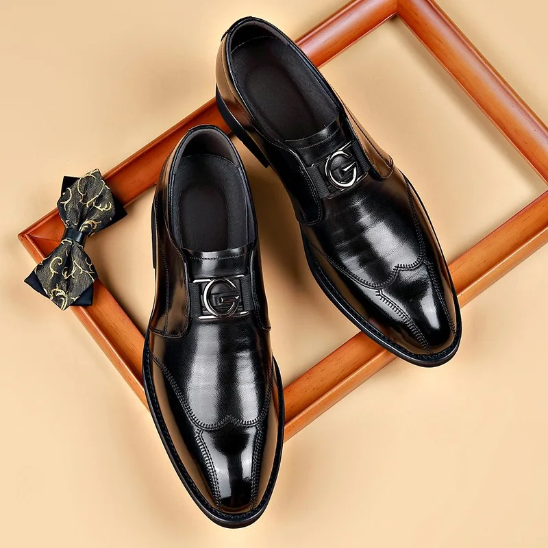 Men Casual Leather Shoes Breathable Business Large Size