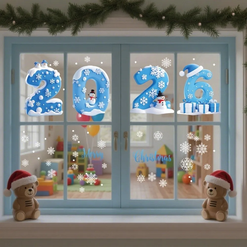 PVC Christmas Window Stickers Static Cling Merry Xmas Decals