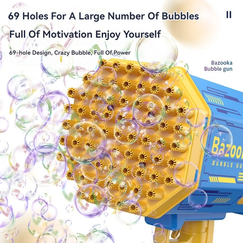69-hole Bazooka Bubble Gun Children's Bubble Blowing Toy Automatic Electric Bubble Machine Outdoors Play Props Gifts Children 2