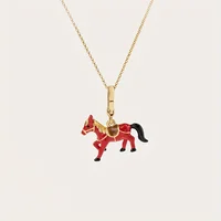 1Pc Fashion Niche Enamel Red Horse Pendant Necklace for Women Keychain Pendant Sweet Cool Party Jewelry Valentine's Day Gift 1