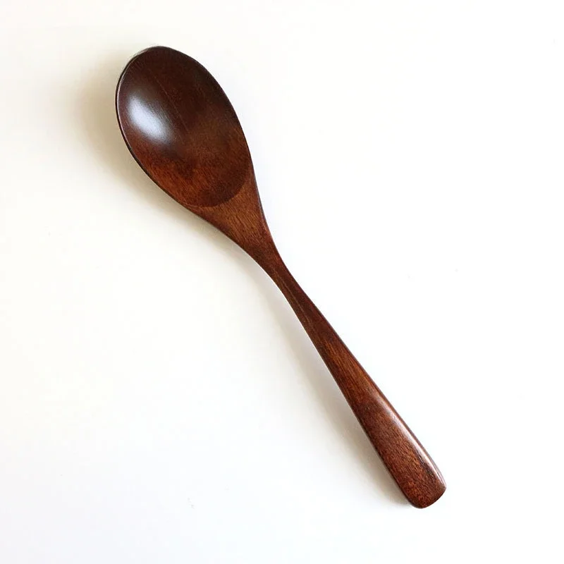 Japanese-style Nanmu Dark Tone Soup Spoon Solid Wood 20*4cm for Eating