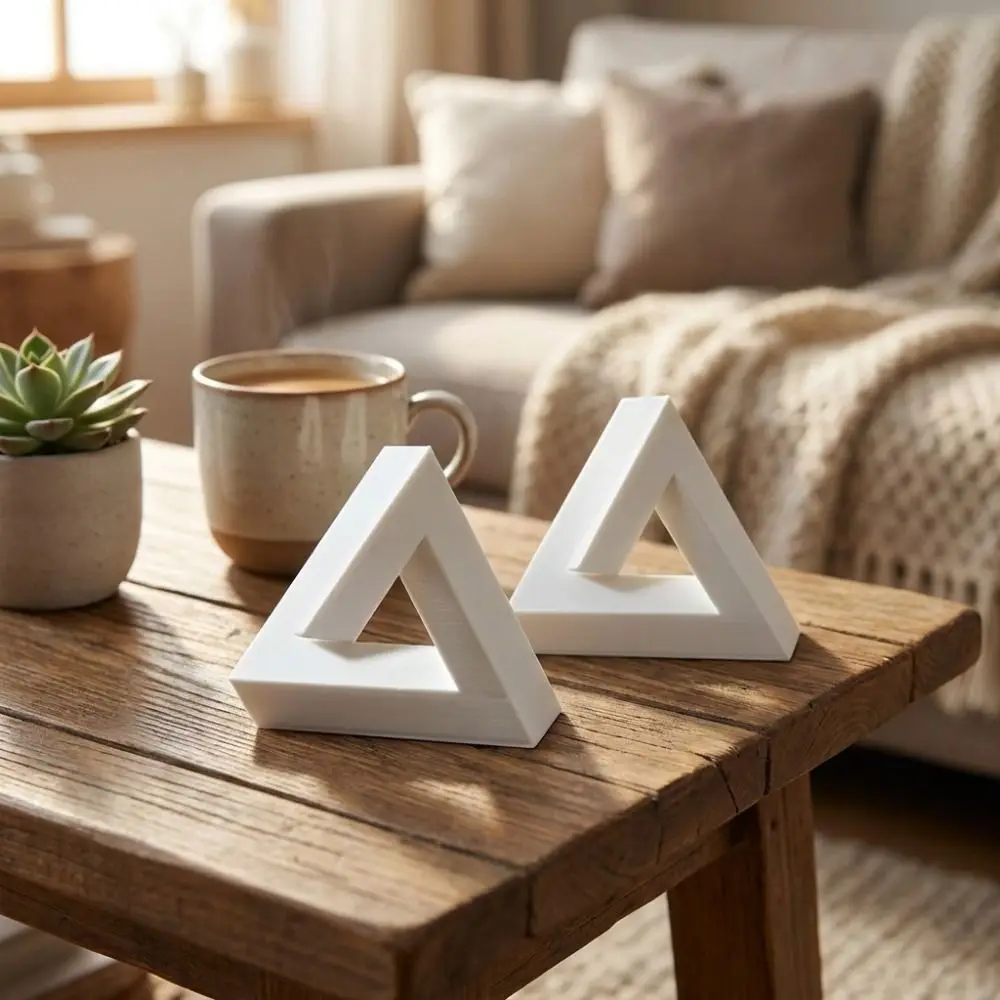 3D Printed Minimalist Impossible Triangle Illusion Ornament