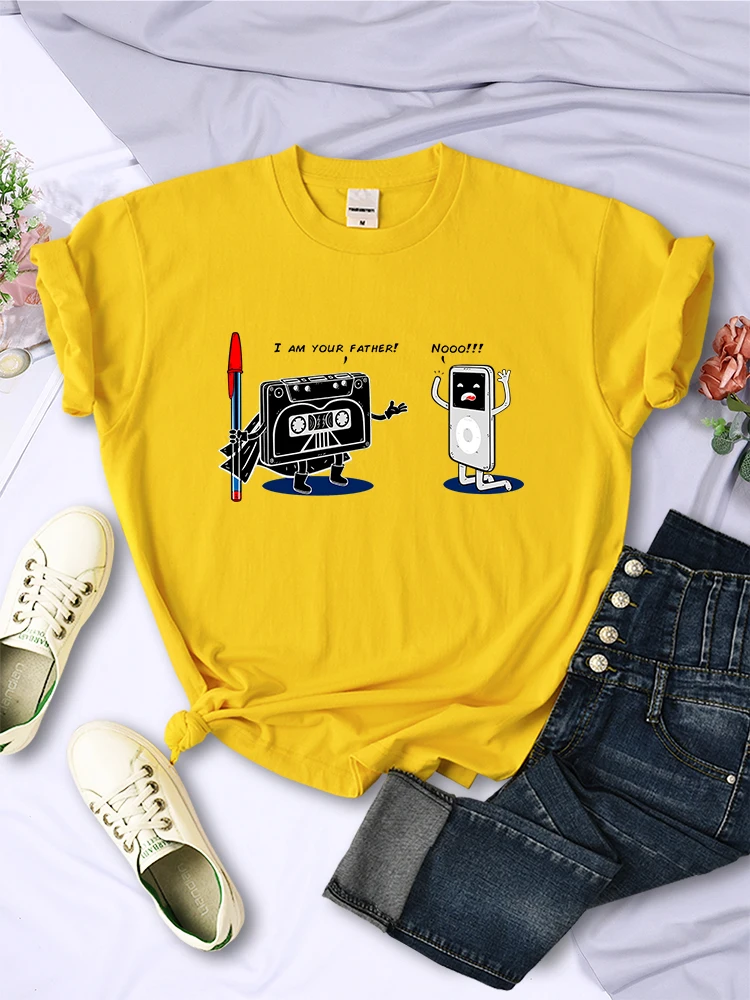 Funny Music Player Design T Shirt Woman Comfortable Creative Tee Fashion Street Style Tops Personality Summer T-Shirts