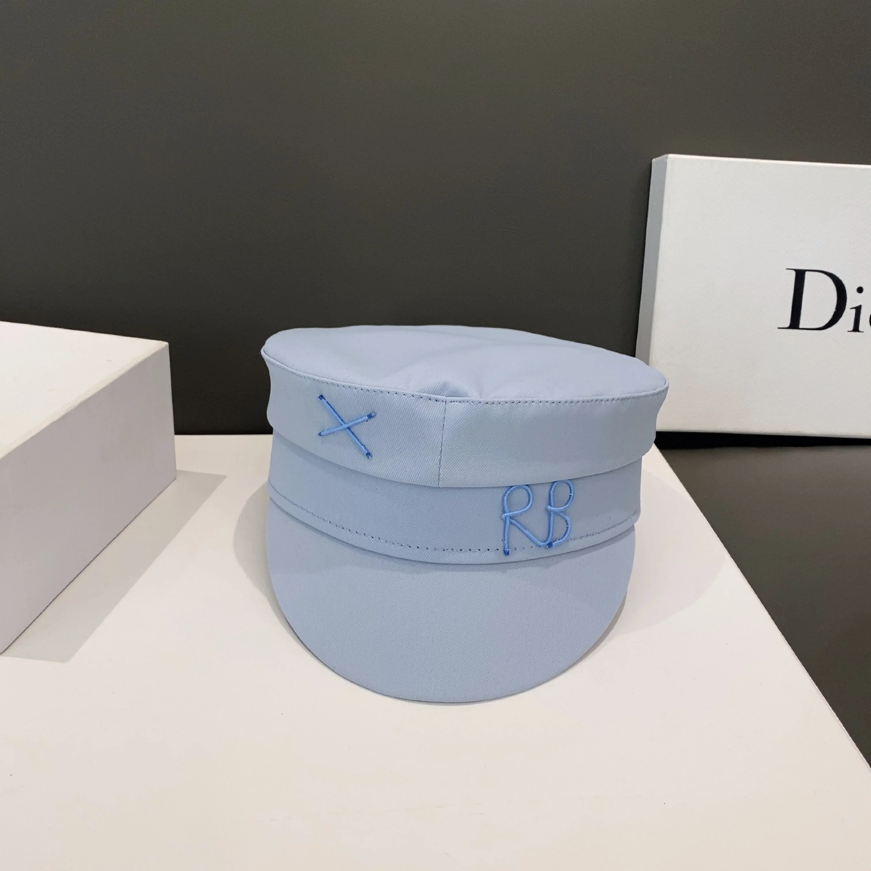 Newsboy Caps with Letter Decoration for Women Stylish Blue Fat Caps
