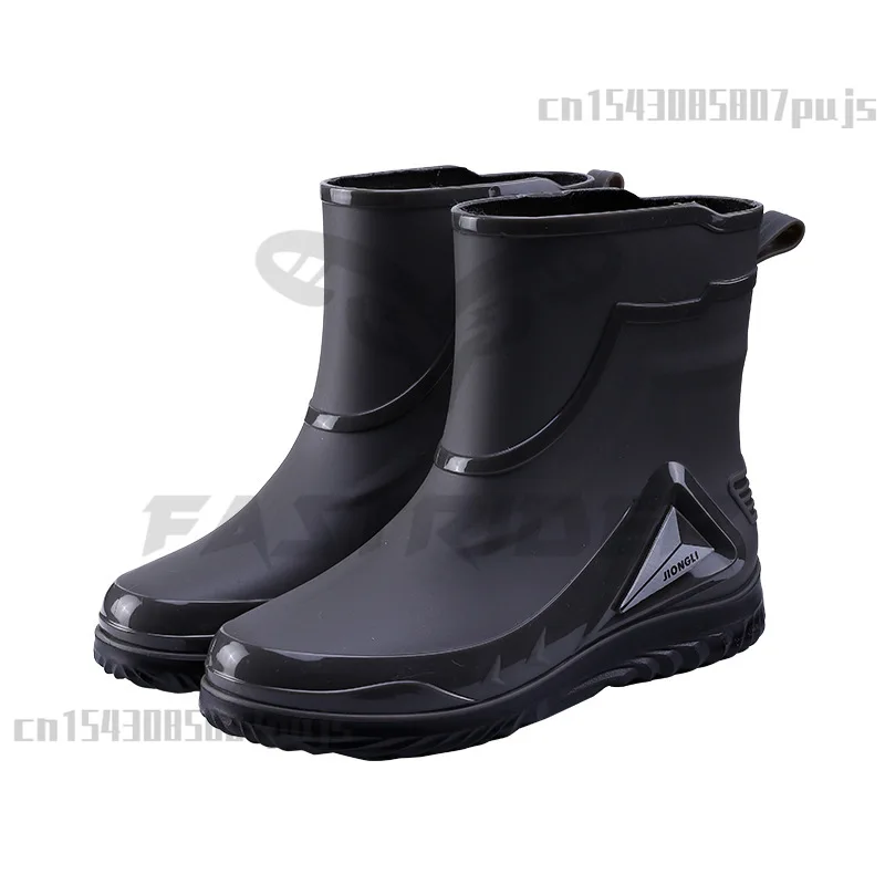 Rain Shoes Men's Drawstring New Waterproof Shoes Outdoor Waterpoor Boots Fishing Anti Slip Work Rubber Rain Boots