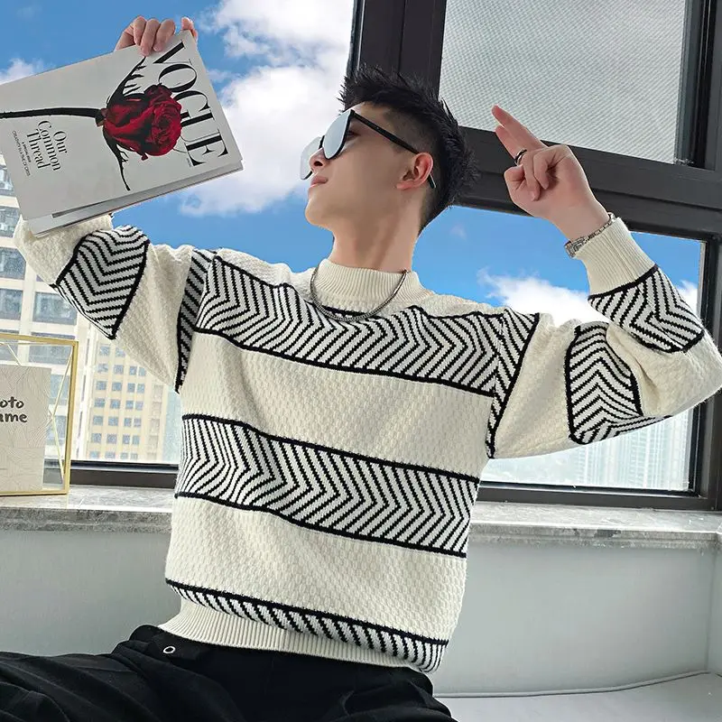 Autumn Winter KPOP Fashion Style Harajuku Slim Fit Tops Loose Casual All Match Undershirt Half High Collar Long Sleeve Sweaters