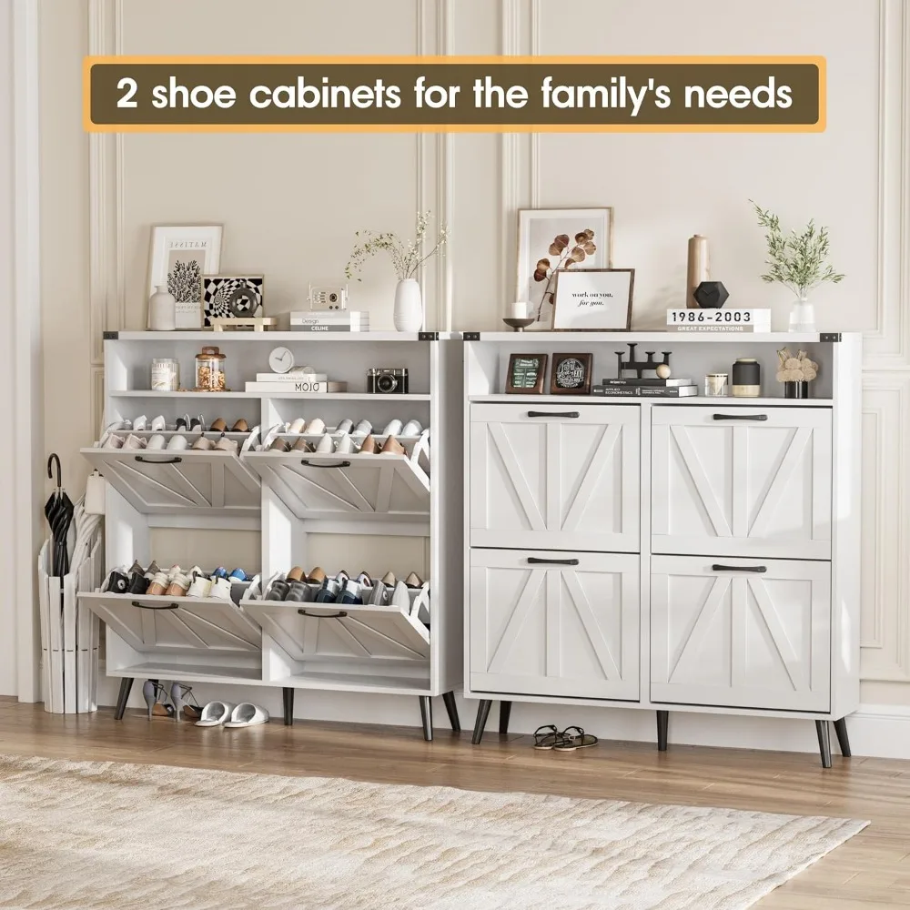 Shoe Cabinet with 4 Flip Drawers for Entryway Freestanding Shoe Organizer