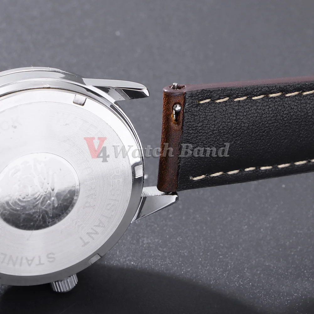 Premium Top Grain Brown Leather Watch Strap with Stainless Steel Buckle