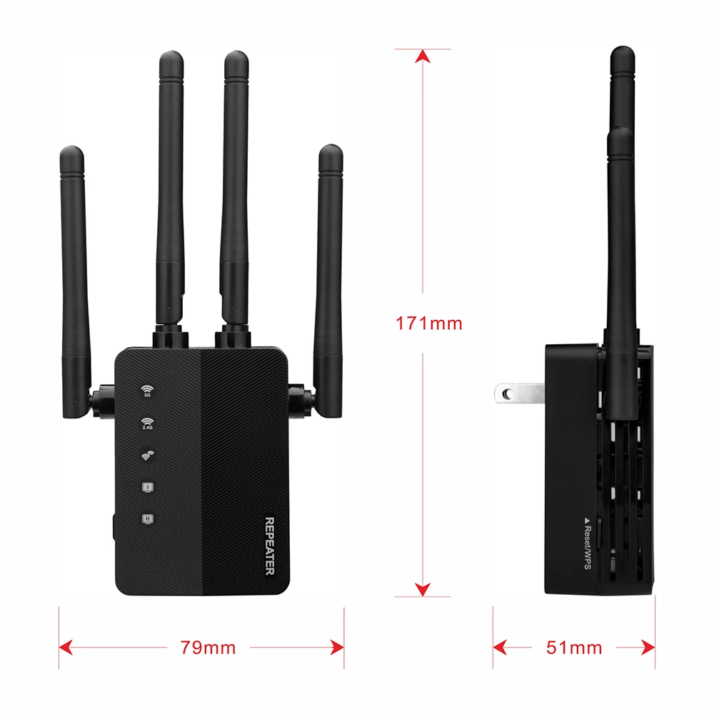 EDUP 1200Mbps WiFi Repeater 2.4G&5GHz Repeater AP Mode Wireless WiFi Repeater One Click WPS Network Extender Long Range For Home dual band wifi router