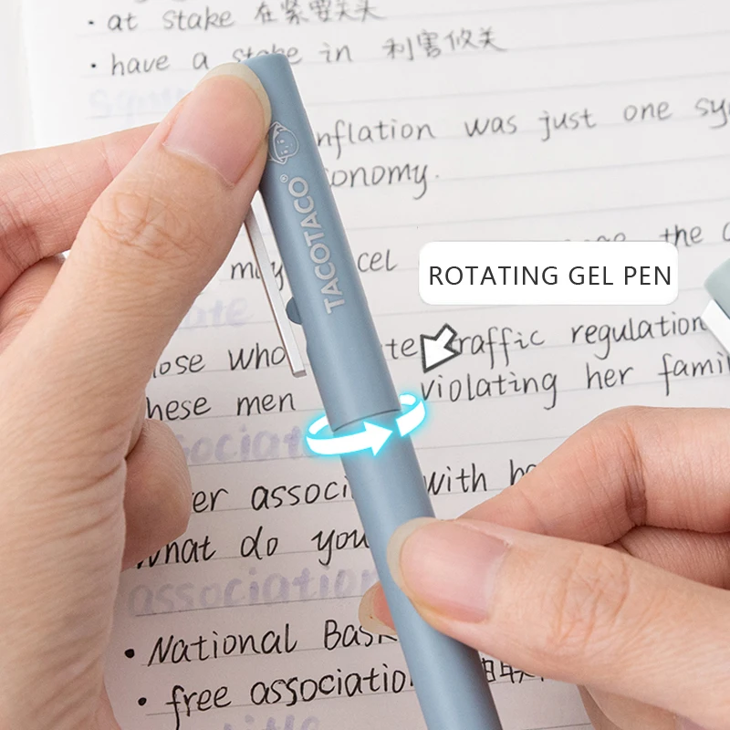 4 Pcs/Set Creative Low Gravity Center Gel Pen Morandi Color Rotating Refill 0.5mm Black Ink Quick-Dry Writing Pens Stationery