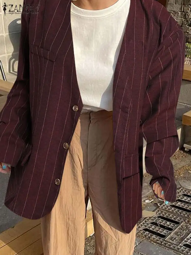 

Женский хлопковый блейзер с длинным рукавом, V-образным вырезом