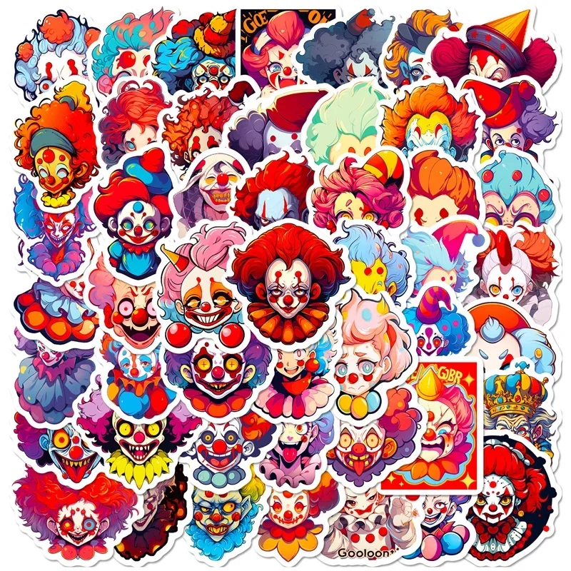 

10/30/50PCS Funny Clown PVC Sticker Aesthetic DIY Decoration Scrapbooking Sketchbook Korean Stationery School Supplies for Kids
