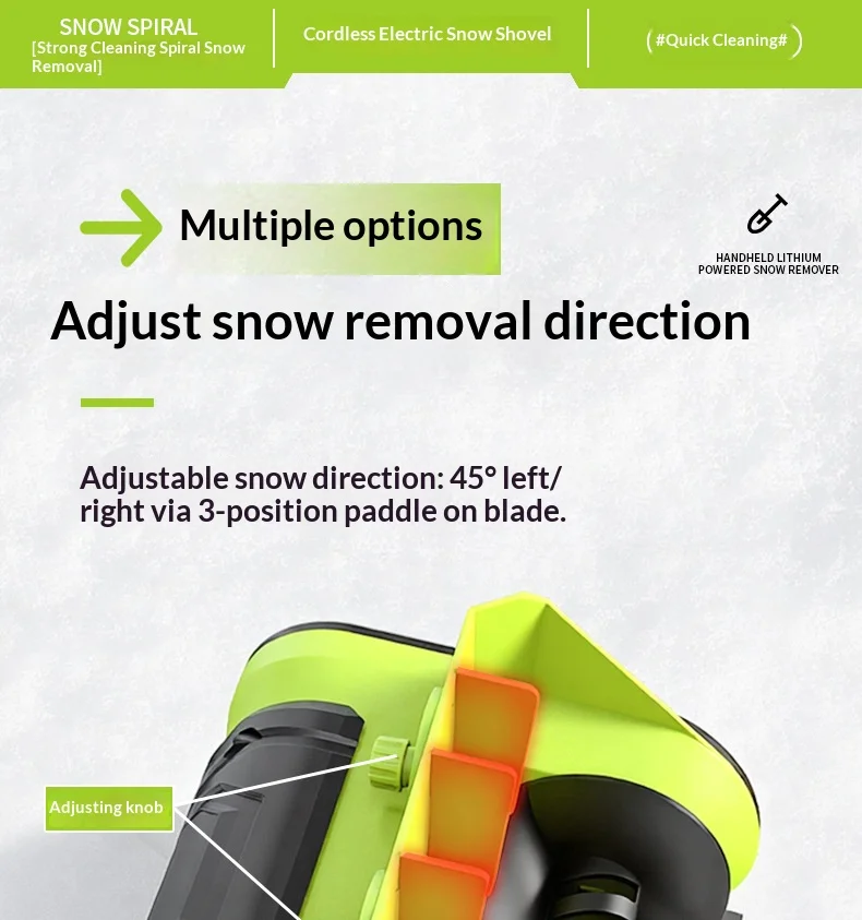 Cordless Electric Snow Shovel Blower 8M Throw Distance 900W Power for Fast Yard
