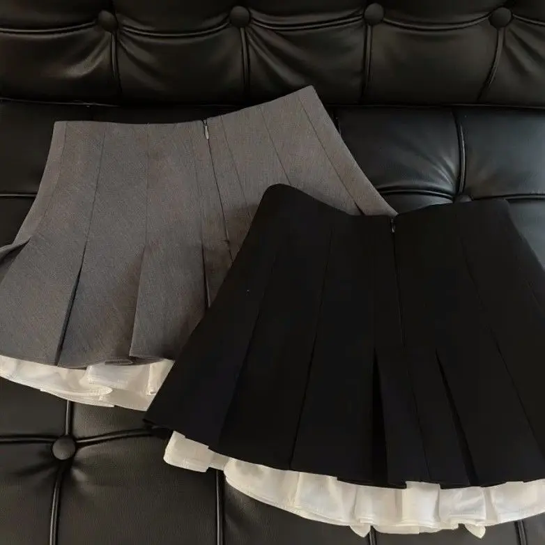 Mini Pleated Skirts Japanese College StylE Women New Summer All-Matching Mini Skirt Female High Waist A- Line Black Skirt