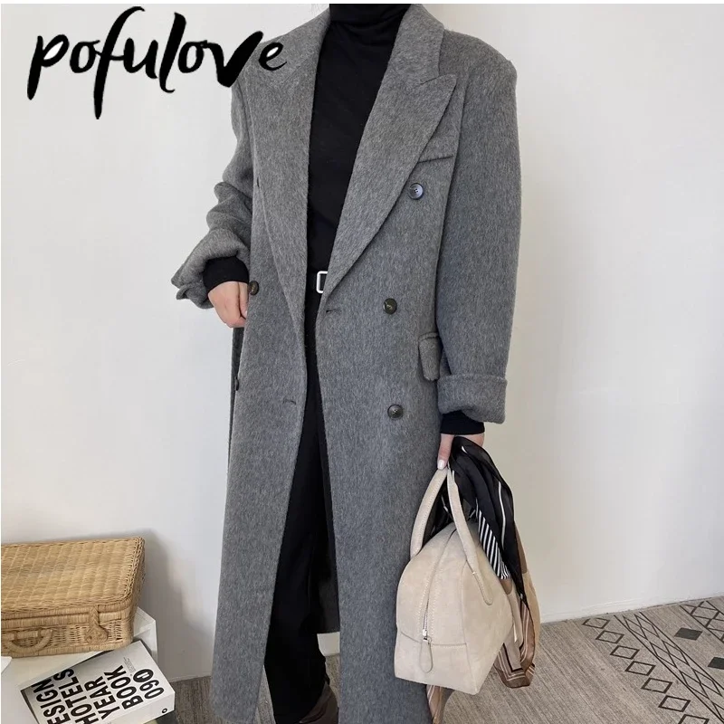 

Luxury Woolen Coat for Women Double-sided Cashmere Coats Matching Female Long Woolen Overcoat Winter Fashion Clothing
