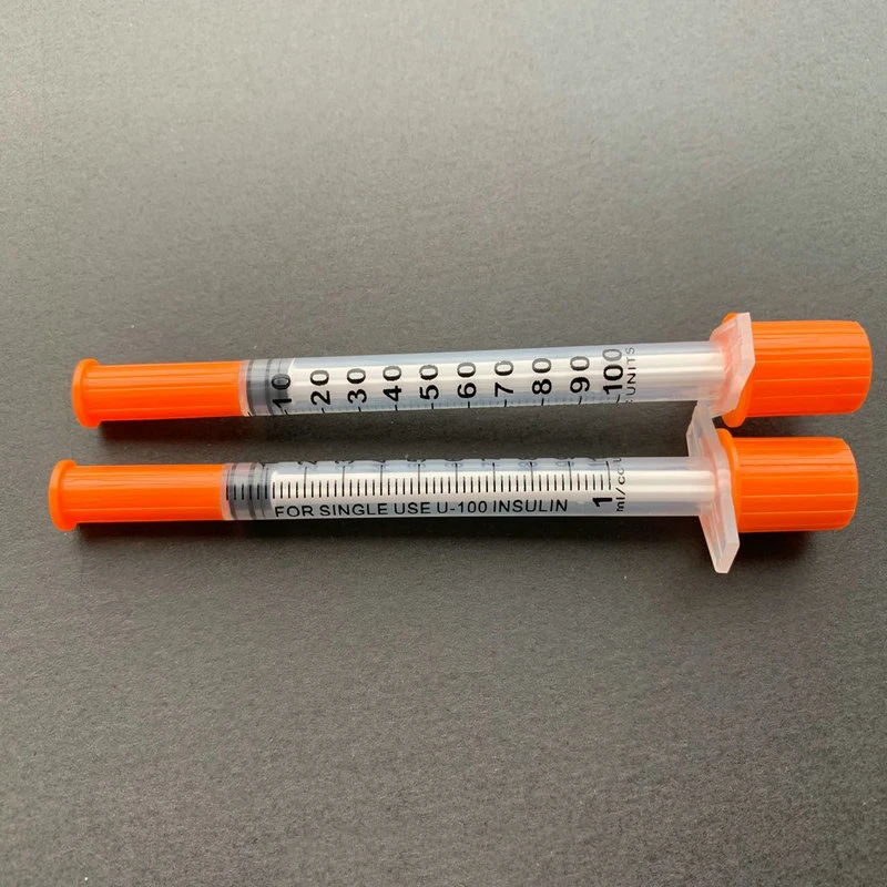 1ml Disposable Safety Sterile Insulin Syringe Orange Cap Plastic Liquid Dispenser 10pcs/20pcs/50pcs/