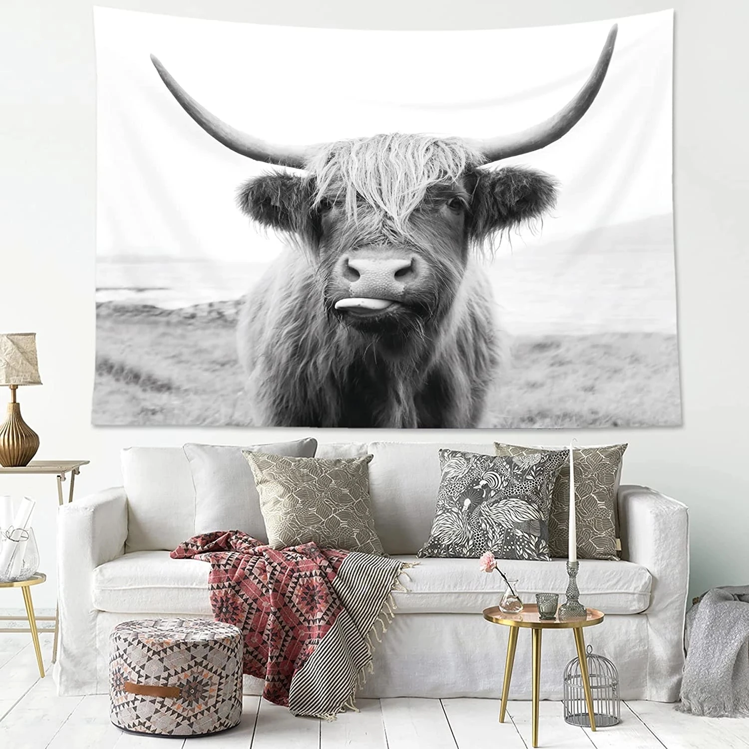 Cow Bedroom Tapestry Picture Wall Decoration Highland Cow Print