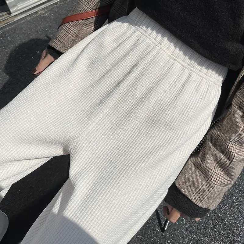Corduroy Wide Leg Pants Women Spring and Autumn New Korean High Waisted Loose Waffle Straight Leg Pants Female