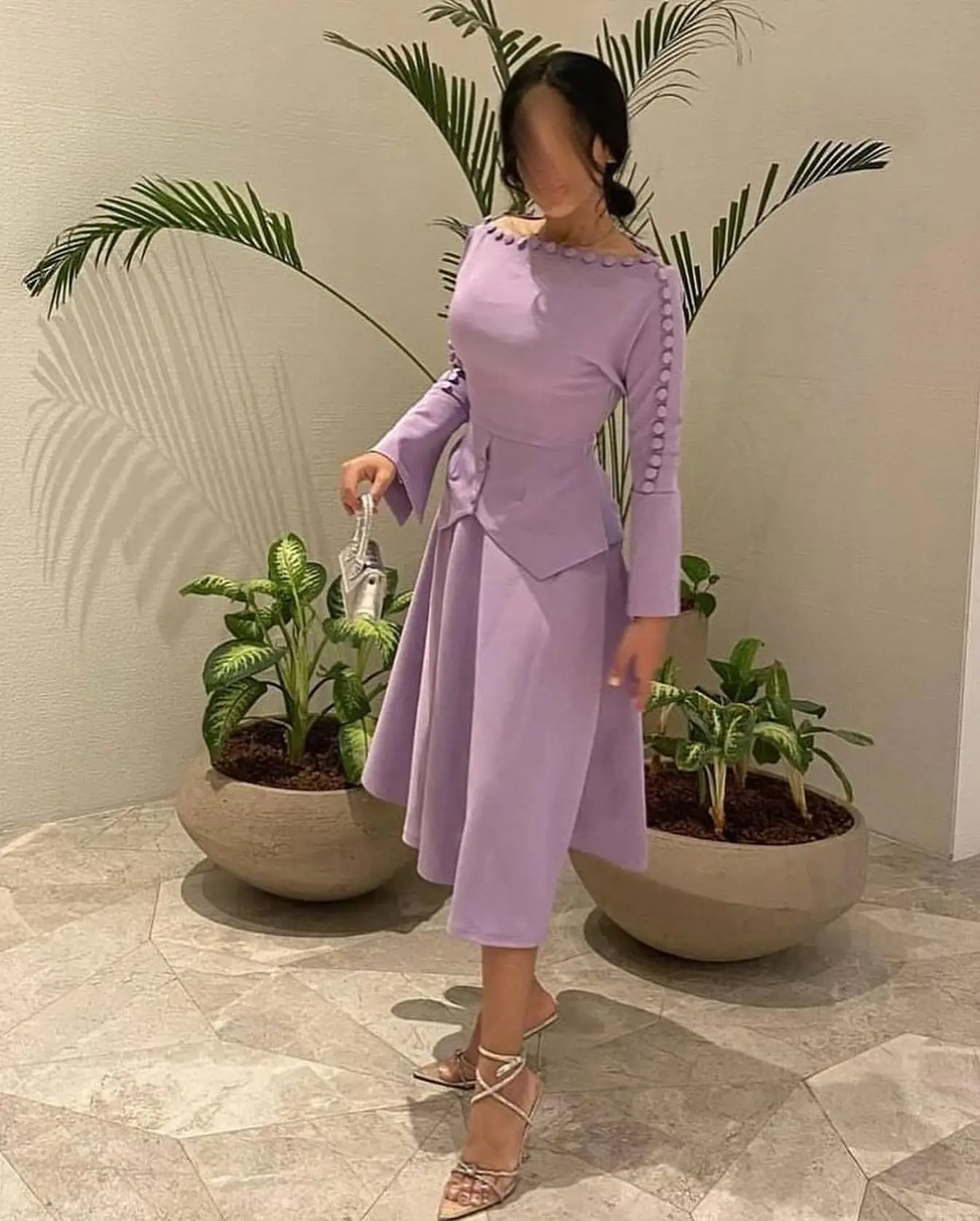 

Sexy Satin Boat Neck Long Sleeve Tea Length A Line Cocktail Dresses for Women فساتين للحفلات الراقصة