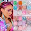 "Sparkle-Infused" Sparkling Gray Glitter Gel For Mardi Gras Concerts & Festivals Mermaid Face Paint & Chunky Hair Sparkle Makeup 3