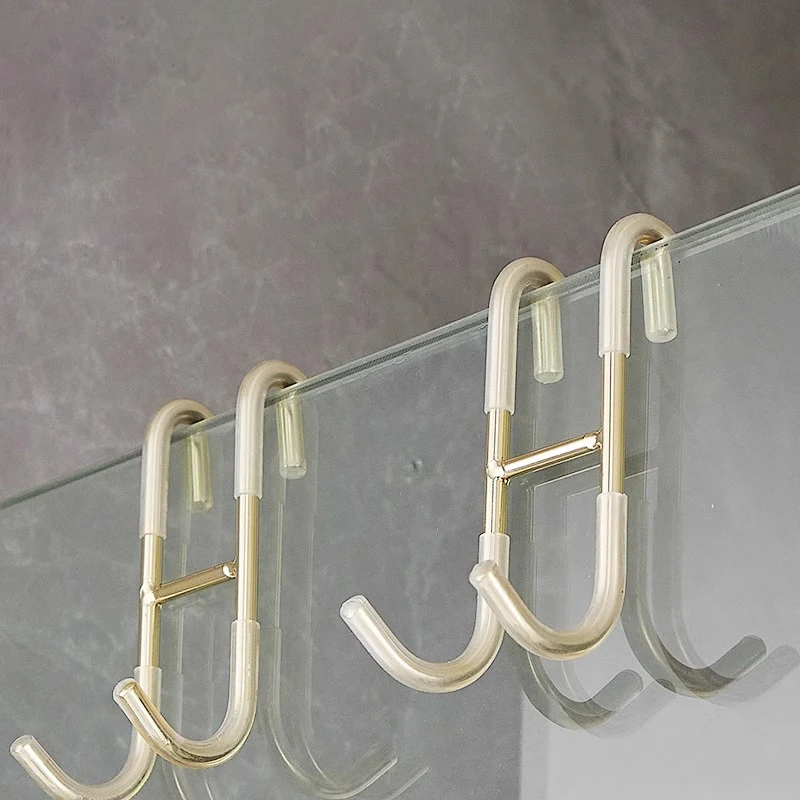 304 Stainless Steel Hook Free Punching Bathroom Shower Door Hook Over Glass Door Kitchen Cabinet Back Type Storage Hanger storage hook door hook