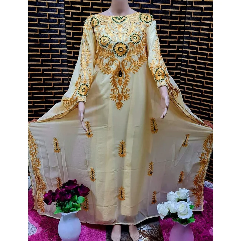 Gold Kaftans Farasha Abaya Dress In Dubai Morocco Very Fancy Long Dress European and American Fashion Trend