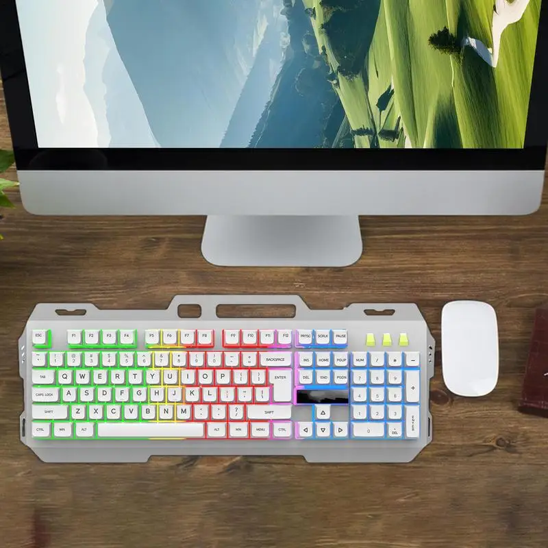 Mechanical Keyboard Light Up RGB Mechanical Keyboard Aesthetic Game Keyboard Compact Game Keyboard Ergonomic Offices Keyboard