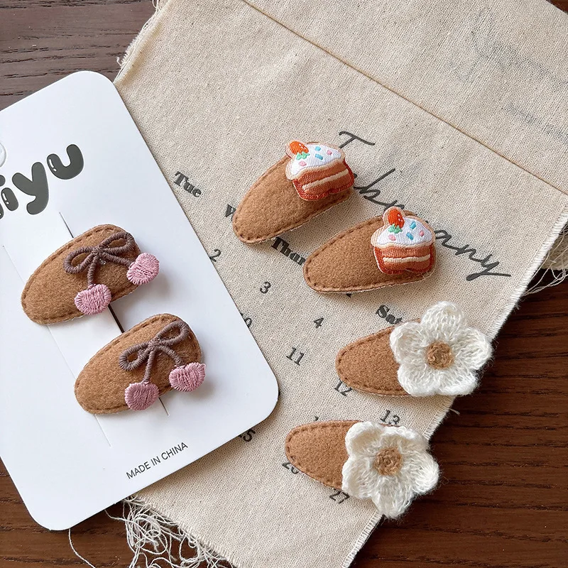 New  Milk Coffee Color Versatile Small Water Drop Children Bangs Hairpin Baby Flower Cartoon BB Clip