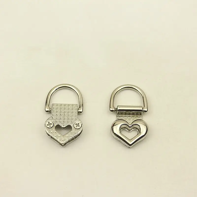 10pcs 20mm Metal Bag Connector Side Buckles Heart O D Ring Hanger Pull Clip Hook DIY Handbag Strap Clasp Part Accessories