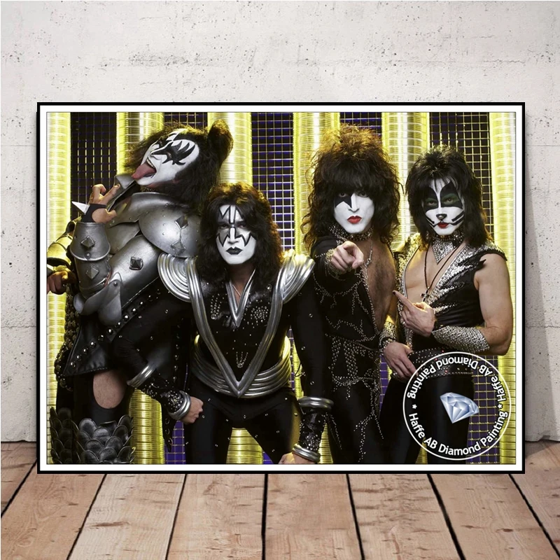 Kiss Band Full Diamond Art Painting AB Drills Heavy Metal Rock Singer Portrait Cross Stitch Embroidery Kits Room Decor