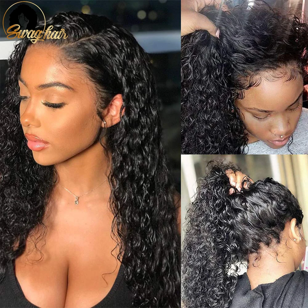 

Water Wave Lace Front Wigs 180%Density Human Hair for Women Pre Plucked Lace Frontal Wigs Baby Hair 100% Virgin Human Hair Wigs