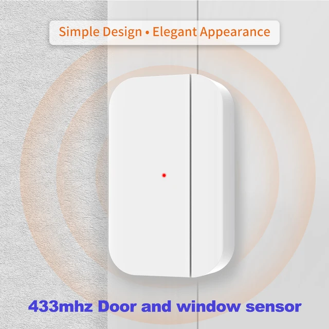TAIBOAN Wireless Magnetic Door & Window Sensor EV1527 Coding Mode 433MHz for Home Security Alarm System Home Burglar Alarm Kits 1