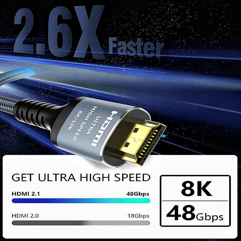 Cavo HDMI 8k 2.1 UHD II - 8k @ 120Hz con DSC - 7680x4320-2m (metri) - 2k 4k 8k High Speed con Ethernet - HDR eARC VRR ALLM - Cavo HDMI 2.1