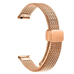 Milanese Strap Magnetic Buckle Fashion Wristband for Women and Girls - 14mm Bracelet (Rose Gold)