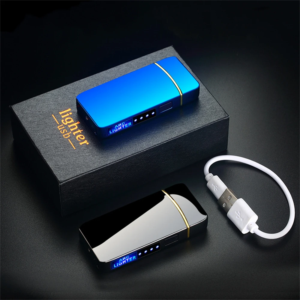 USB Electric Lighter Dual Arc Lighter Plasma Touch Induction Rechargable  Windproof Metal Lighter Smoking Accessories Men Gadgets - AliExpress
