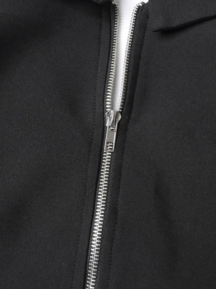 BPN Patchwork Denim Blazers For Women Notched Collar Long Sleeve Spliced Zipper Hit Color Short Blazer Female Autumn Clothing