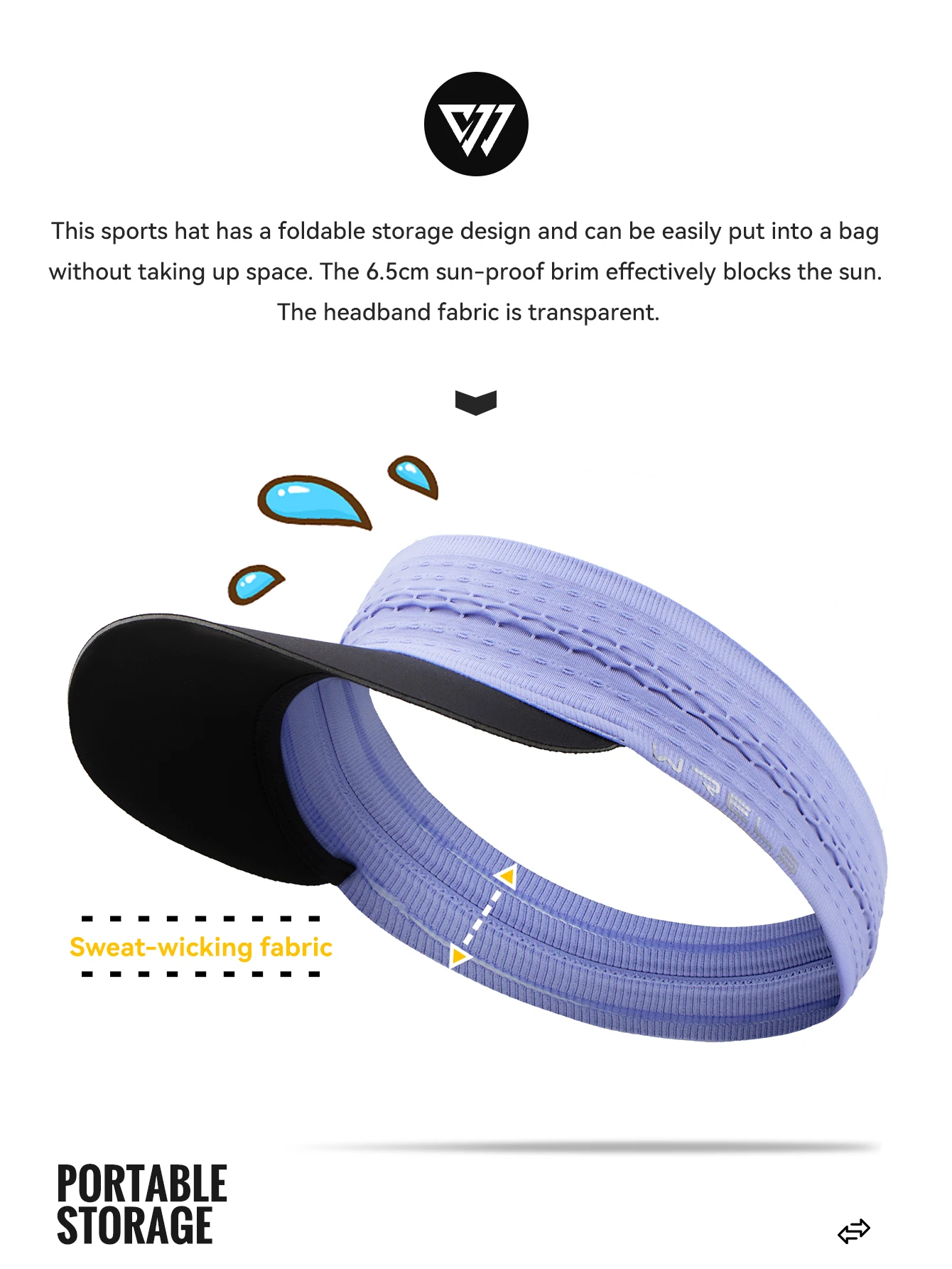 WRELS Sonnenblendenmütze, atmungsaktiv, oben offen, UV-Schutz, Sportkappe, verstellbar, für Outdoor-Sportarten, Tennis, Golf, Laufen, Sonnenschutzkappe – Detail 2
