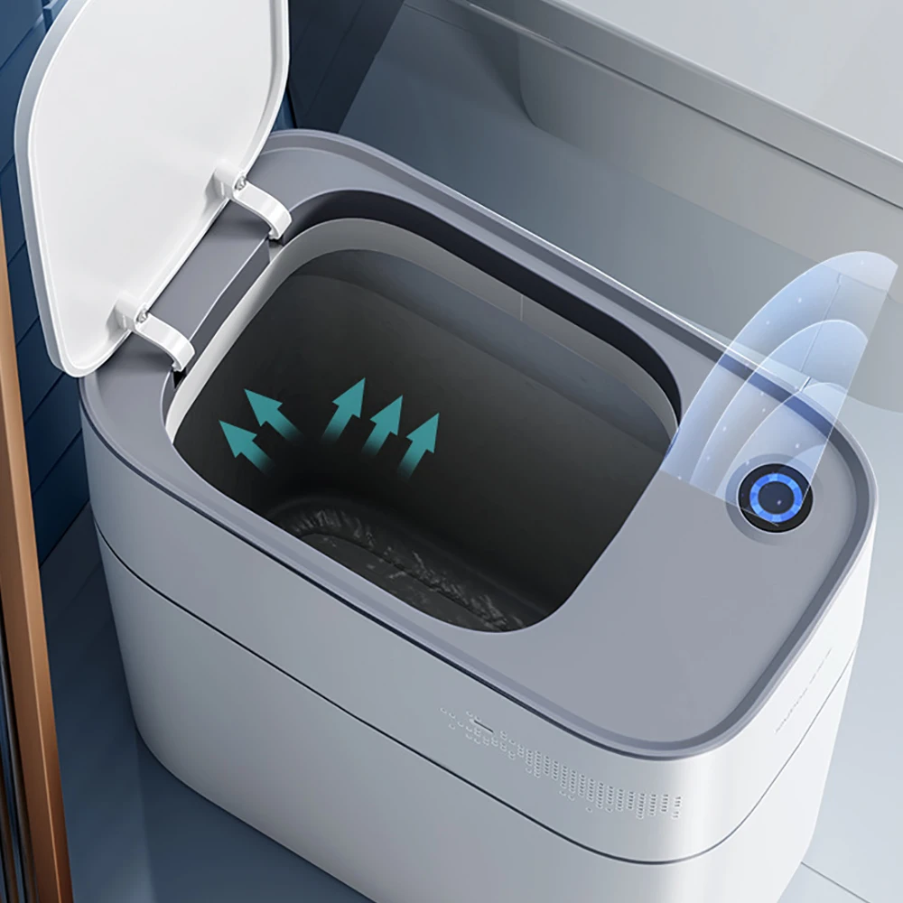 Inteligentny kosz na śmieci łazienkowy 9L automatyczny pakujący elektroniczny kosz na śmieci biały bezdotykowy, wąski, inteligentny czujnik kosz na śmieci artykuły domowe