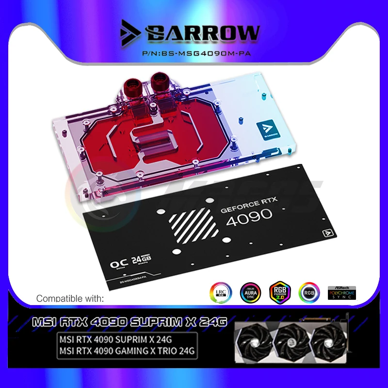 Carriola 4090 Gpu Water Block Per Msi Rtx 4090 Gaming X Trio 24G / Suprim X 24G Card Cooler Con Staffa Backplate Bs-Msg4090M-Pa