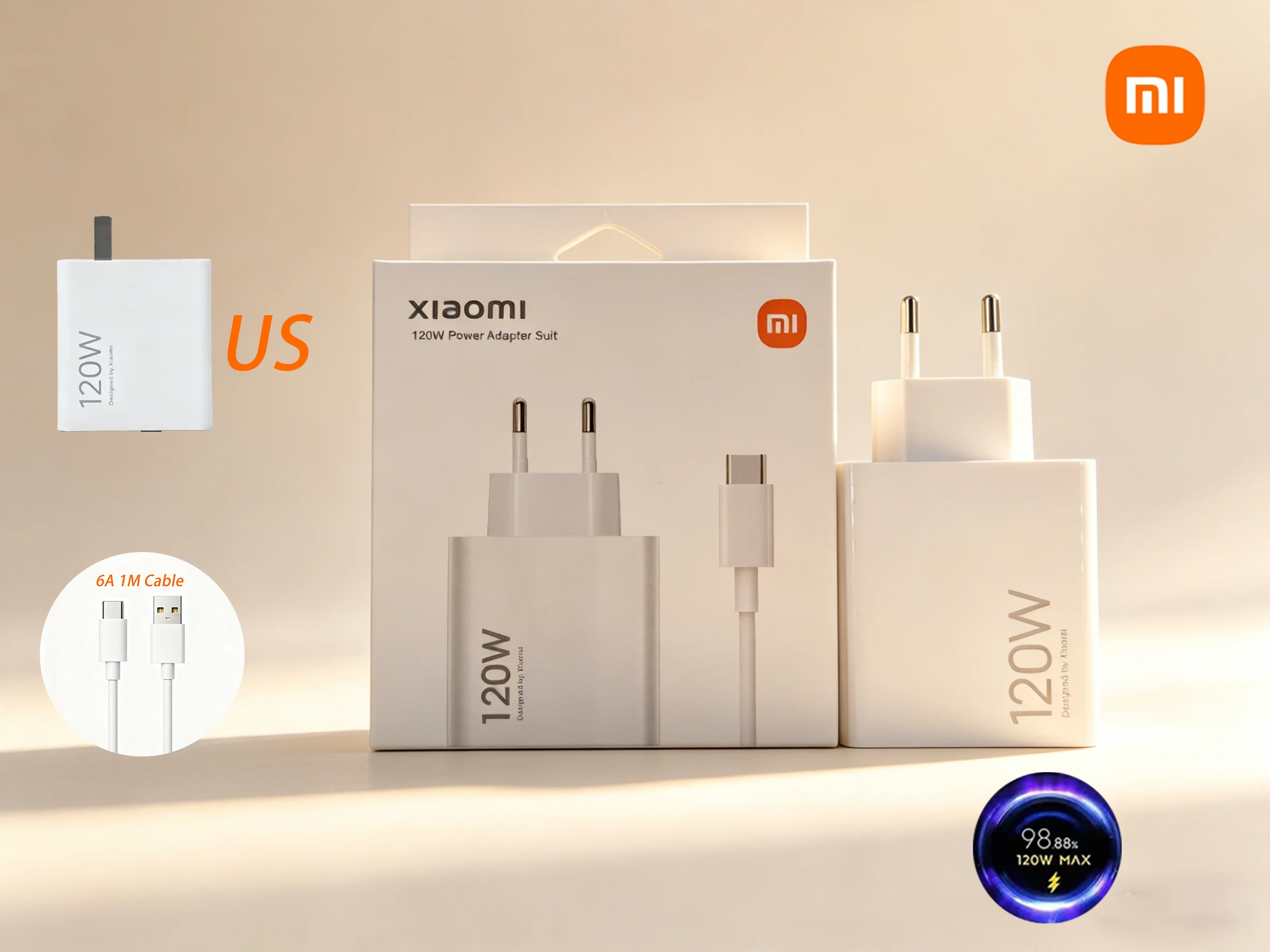 120W Fast Charging Power Adapter with 1M 6A Cable