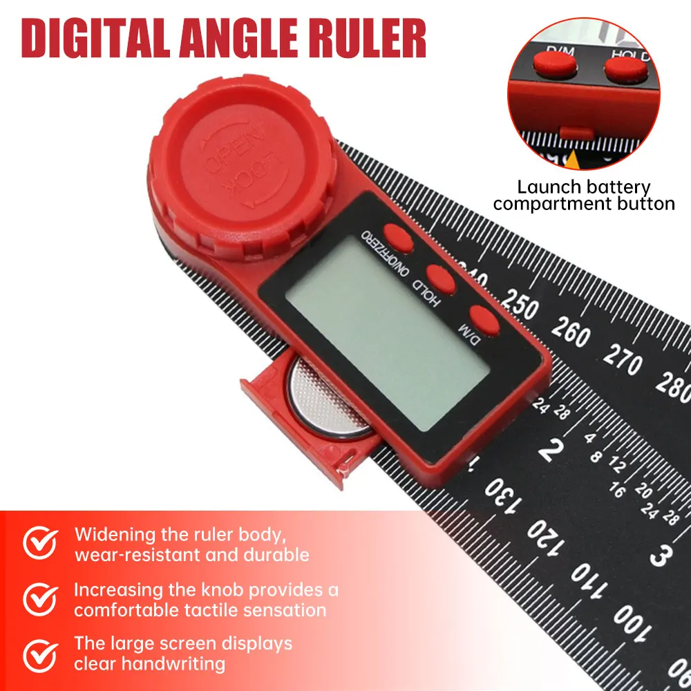 Description Picture 5 of itemProtractors Digital Display Angle Level Ruler Goniometer Angle Finder Inclinometer 200mm 300mm Measuring Gauging Carpenter Tools